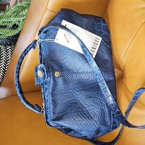 Tempest Monique Blue Purple Doctor Purse Frame Bag With Crocodile Like Accents